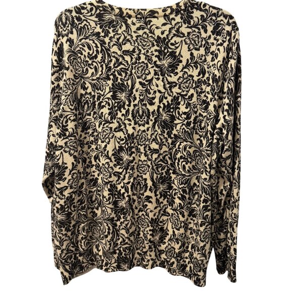 Talbots Womens Floral Print V-Neck Long Sleeve Sweater Sz 3X Black Cream - Picture 11 of 12